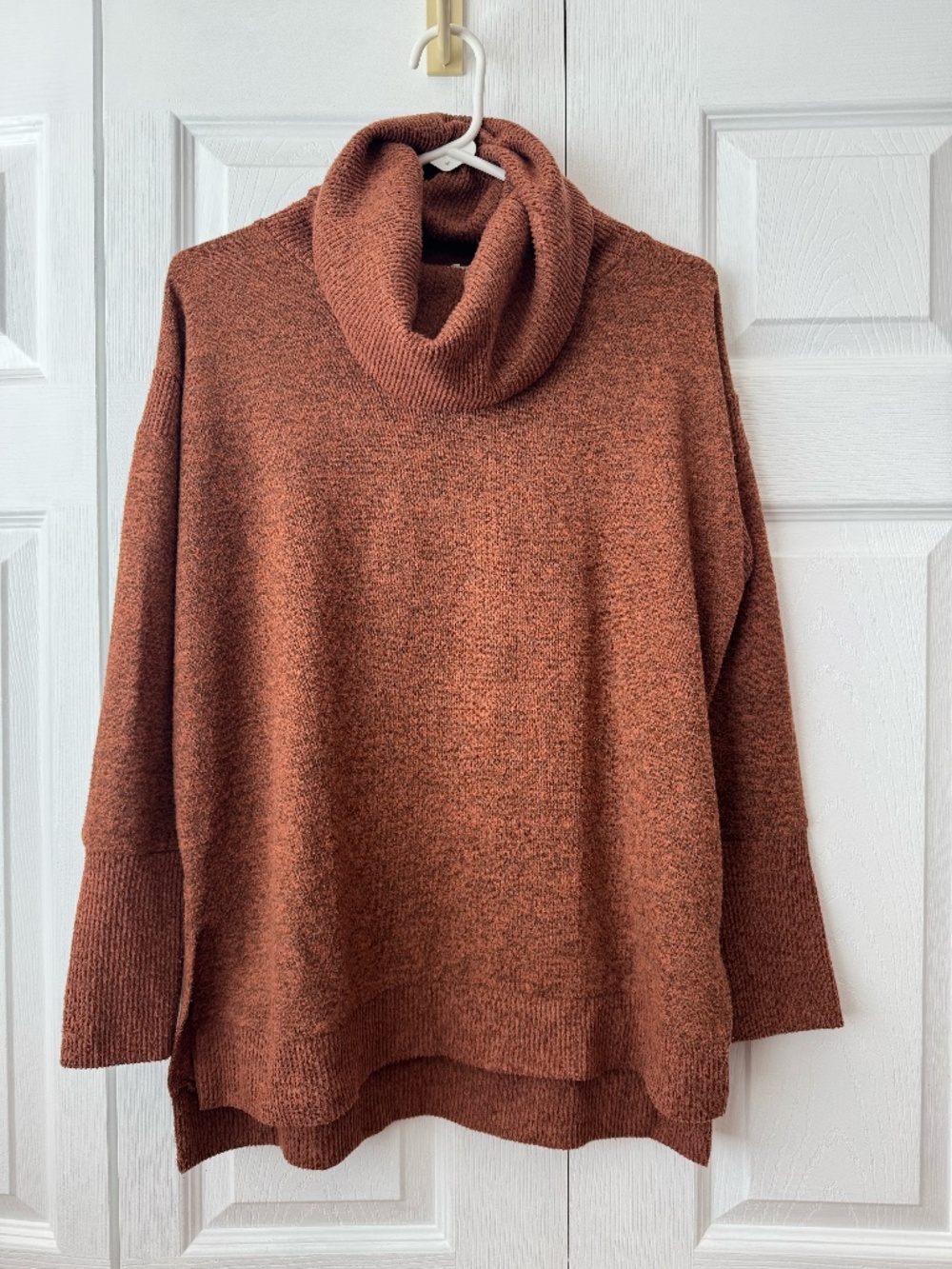 C&C California Rust Brown Cowl Neck Knit Tunic Sweater Small